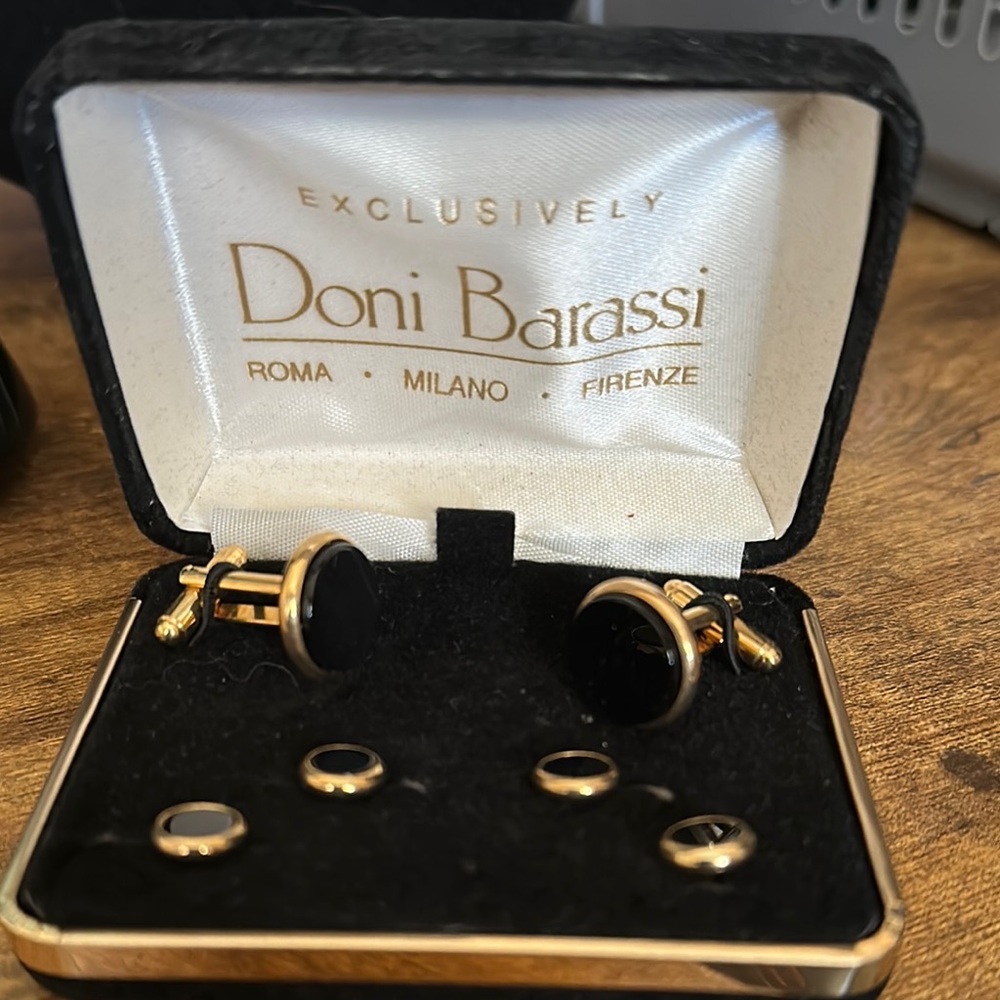 Gold and Black Cuff Links Elegant Accessories